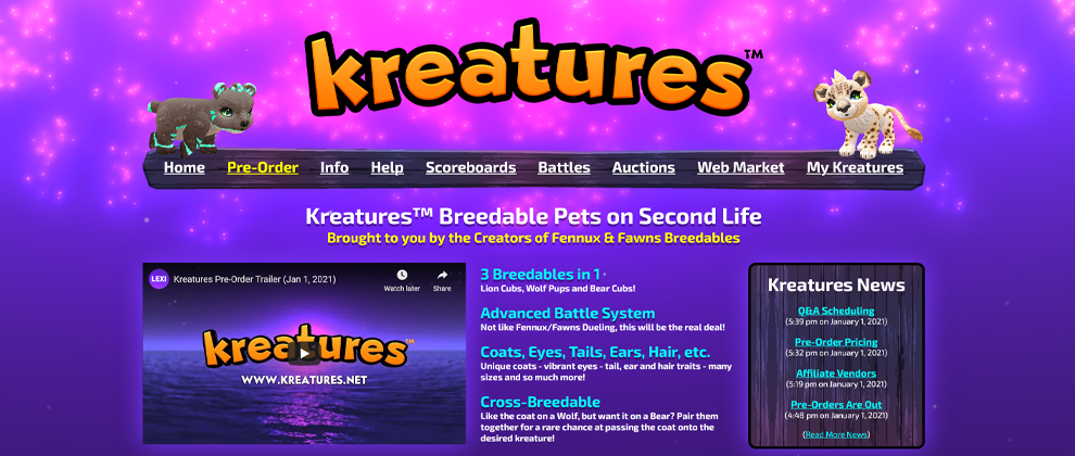 kreatures-website-announcement